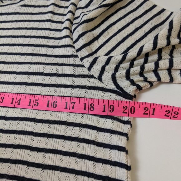 Lucky Brand White and Black Striped Stretch Blouse Size Large - Picture 9 of 10